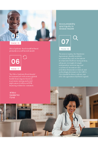 Diseño editorial con bloques de color, numeración destacada y fotografías pequeñas que organizan información institucional.